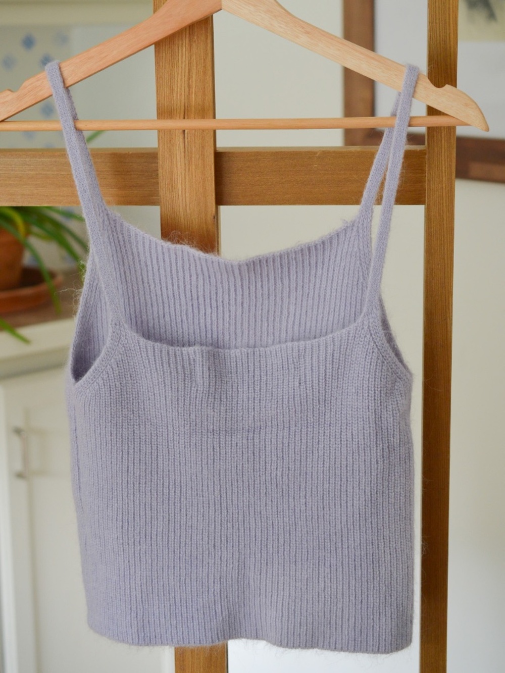 Code X Mode Angora Fuzzy Knit Cami Tank Top Lilac Ribbed Sweater - Picture 4 of 5